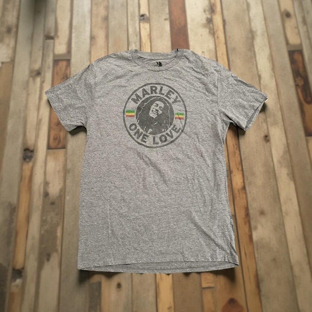Bob Marley "One Love" Graphic T Shirt Zion Rootwear Grey Cotton Tee Men 2XL